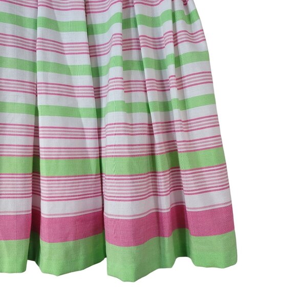 Bonnie Jean Girls Stripe Dress Pink Green SZ 10 Zip Wide Pleat Sleeveless Easter - Picture 3 of 8